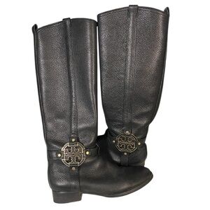 Tory Burch Black Tall Leather Boots